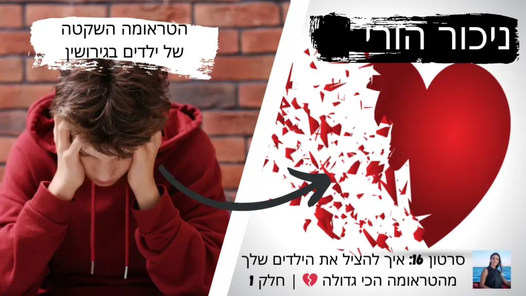 1. תמונה ראשית: "ניכור הורי בגירושין - השפעה על ילדים במשפחות גרושות" 2. תמונת העץ: "מטאפורת העץ להשפעת ניכור הורי על ילדים" 3. תמונת סימני אזהרה: "סימני אזהרה מוקדמים לניכור הורי